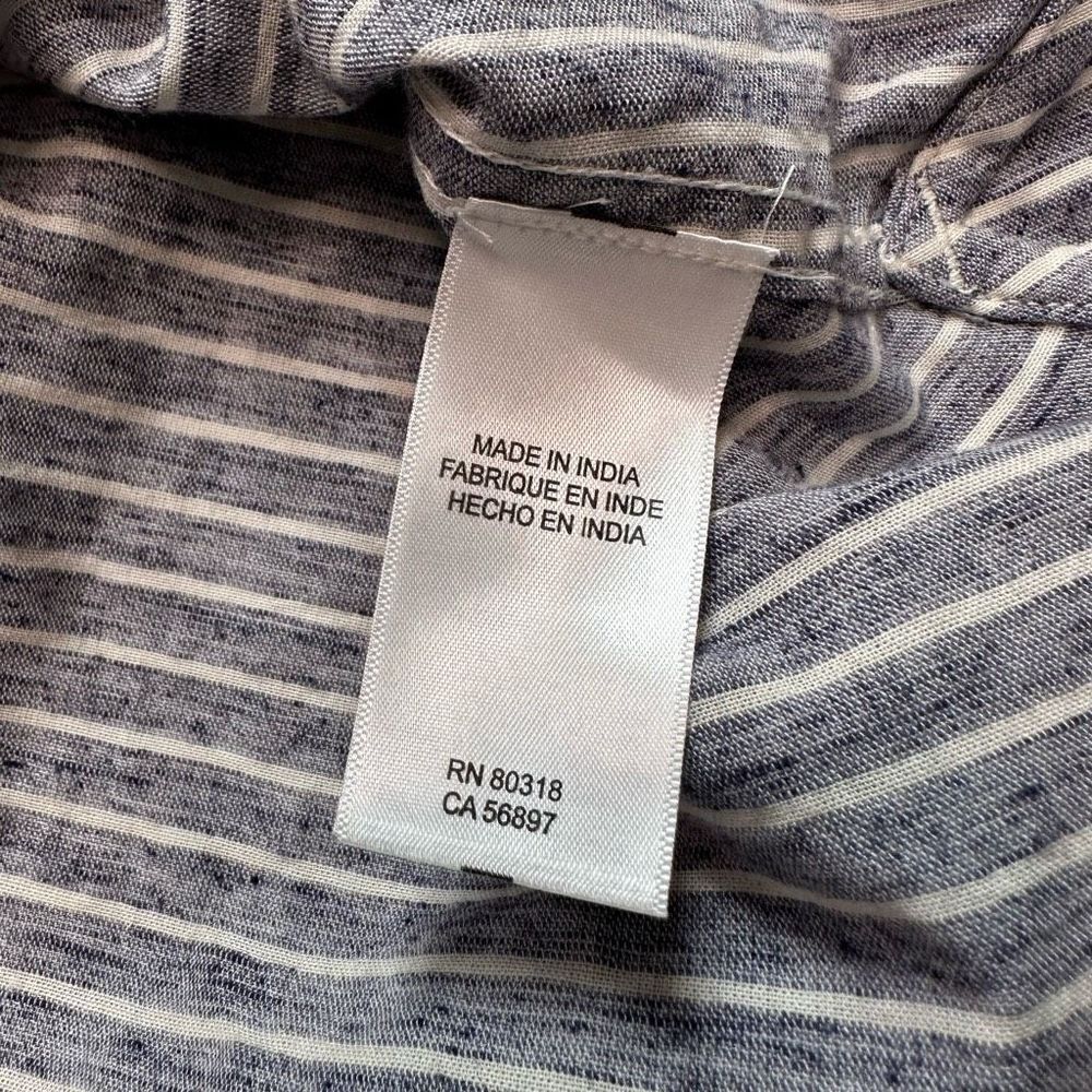 Lucky Brand Womens Striped Chambray Top Large Modern Casual Minimalist NWT - Picture 11 of 13